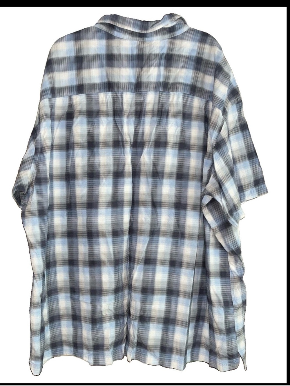 Van Heusen Light Blue and White Plaid Button-Down Shirt 4XL - Picture 3 of 8